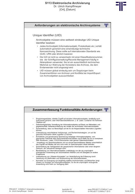 S 113 Elektronische Archivierung - Project Consult ...