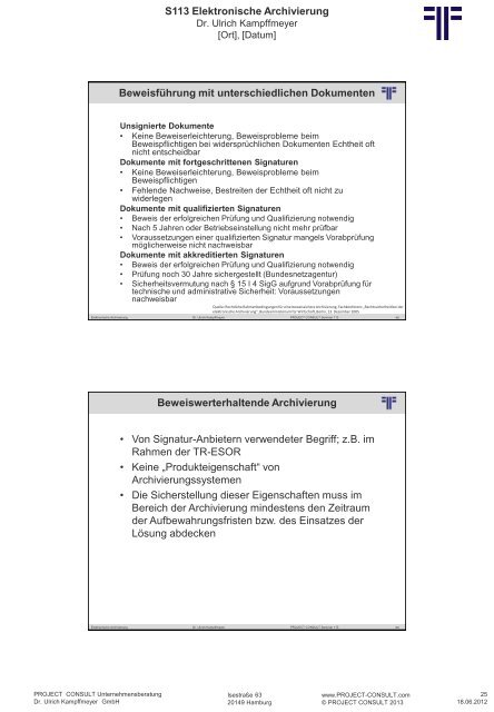 S 113 Elektronische Archivierung - Project Consult ...