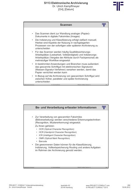 S 113 Elektronische Archivierung - Project Consult ...