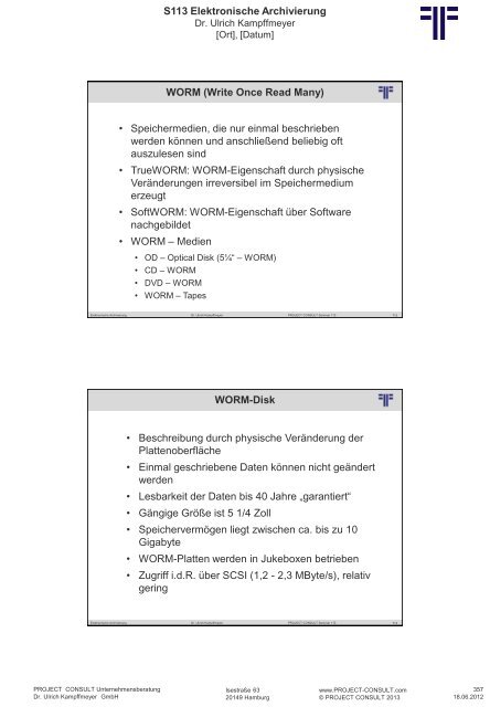 S 113 Elektronische Archivierung - Project Consult ...