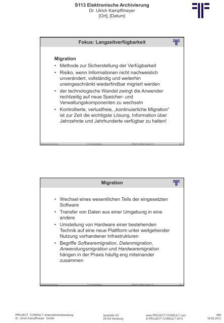 S 113 Elektronische Archivierung - Project Consult ...