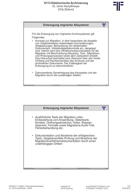 S 113 Elektronische Archivierung - Project Consult ...