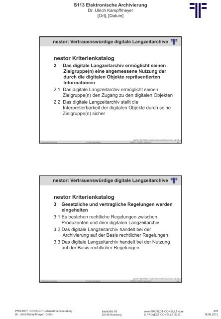 S 113 Elektronische Archivierung - Project Consult ...