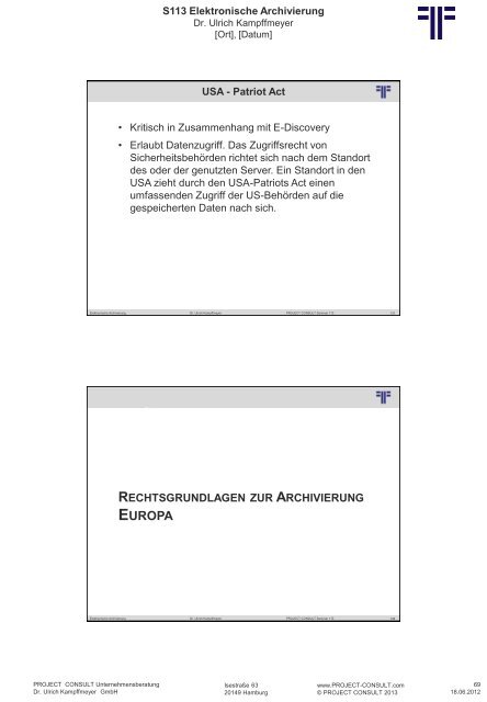 S 113 Elektronische Archivierung - Project Consult ...