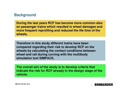 Investigation of the risk for Rolling Contact Fatigue on ... - SimPack