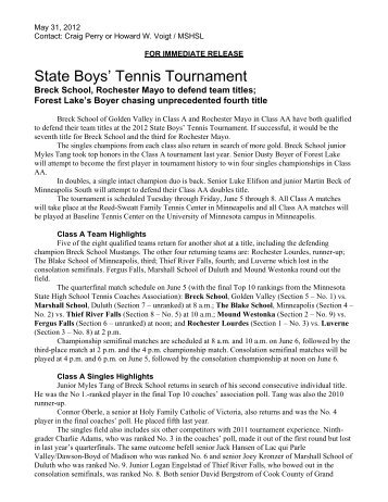 State Boys' Tennis Tournament - the Minnesota State High School ...