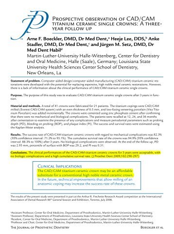 Prospective observation of CAD/CAM titanium ... - origin cad cam