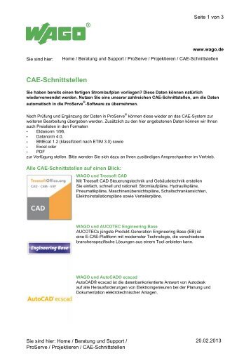 CAE-Schnittstellen - Wago