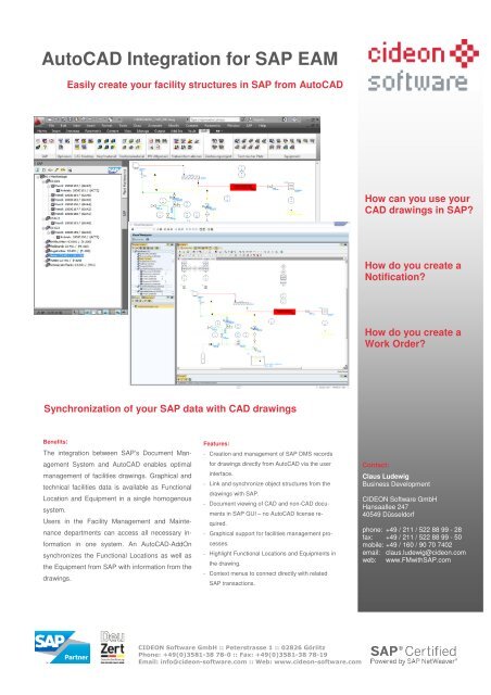 AutoCAD Integration for SAP EAM - CIDEON - Software