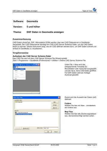 DXF Daten in Geomedia anzeigen - Intergraph