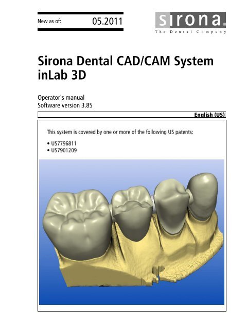 Sirona Dental CAD/CAM System inLab 3D