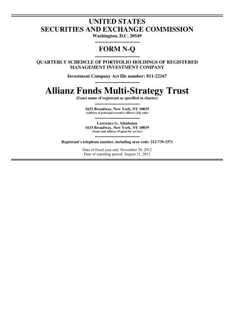 Form NQ - Allianz Global Investors