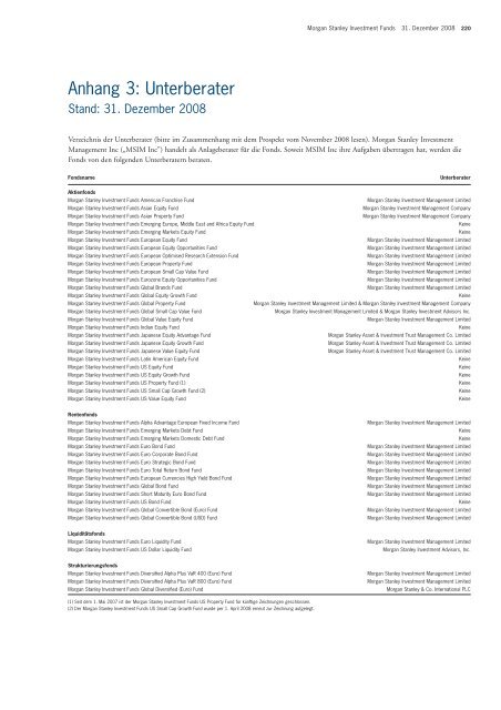 Morgan Stanley Investment Funds* - Skandia