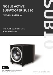 Active Subwoofer Owner's Manual - Pure Acoustics, Inc.
