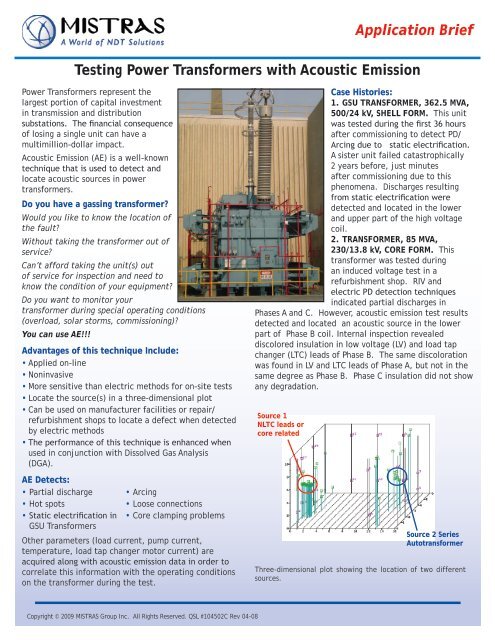 Testing Power Transformers with Acoustic Emission - MISTRAS ...