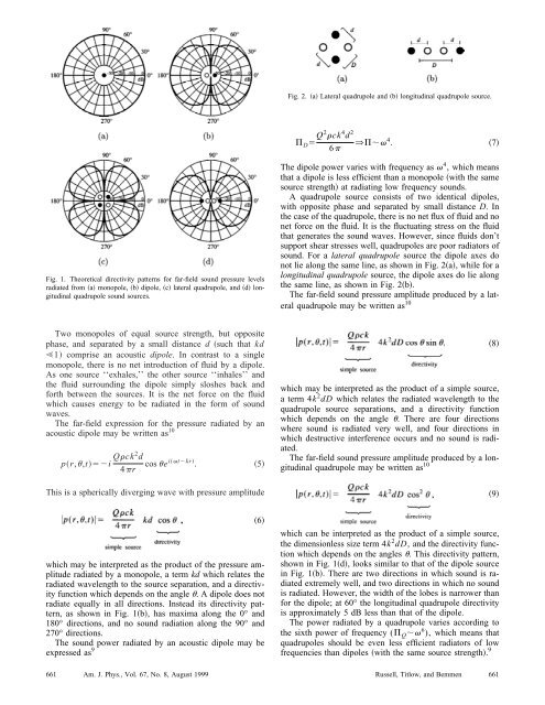 Acoustic monopoles, dipoles, and quadrupoles