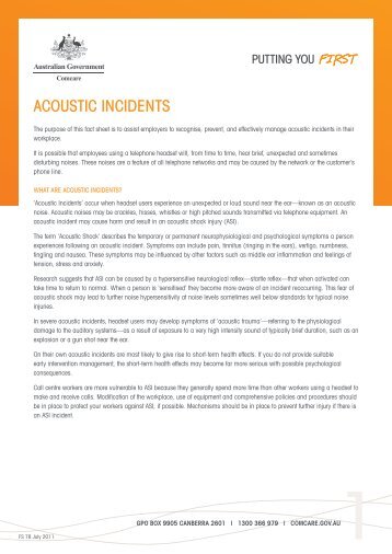 Acoustic incidents [PDF,156KB] - Comcare
