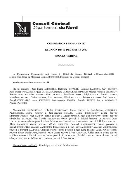 Commission permanente du 10 décembre 2007 - Conseil Général ...