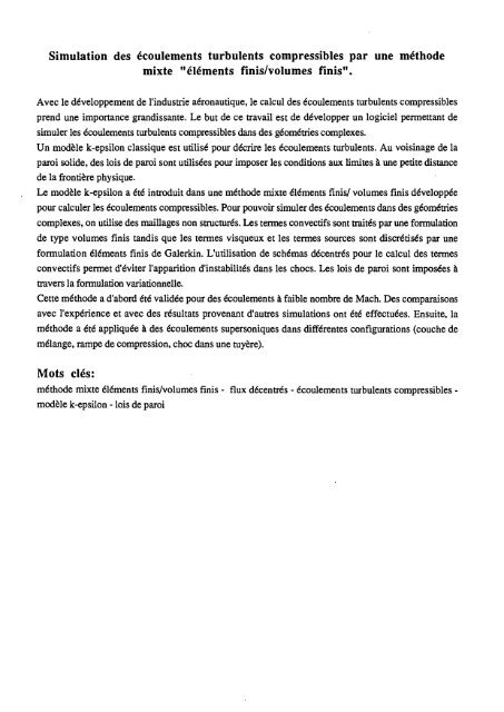 Simulation des écoulements turbulents compressibles par une ...