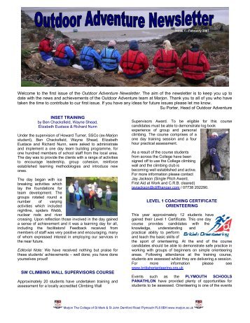 Outdoor Adventure Newsletter Issue 1 - University College Plymouth ...