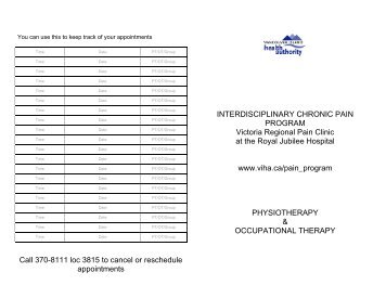 Occupational Therapy and Physiotherapy Information Pamphlet