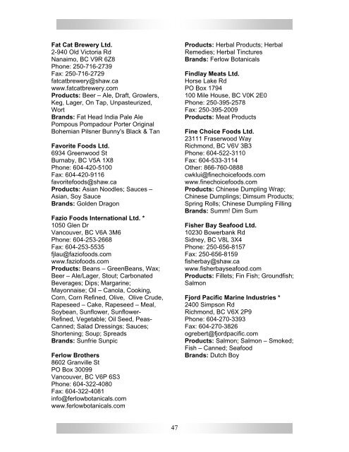 Detailed Company Index - Ministry of Agriculture and Lands