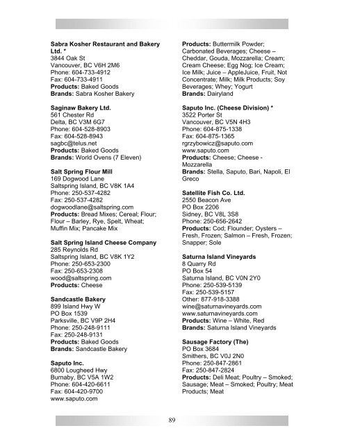 Detailed Company Index - Ministry of Agriculture and Lands