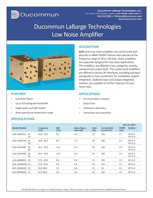 Ducommun LaBarge Technologies Low Noise Amplifier