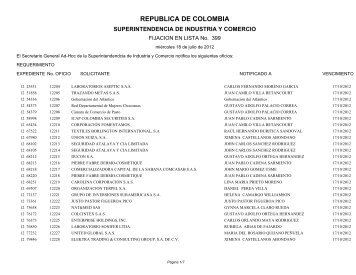 republica de colombia - Superintendencia de Industria y Comercio