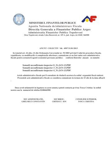 Directia Generala a Finantelor Publice Arges - ANAF