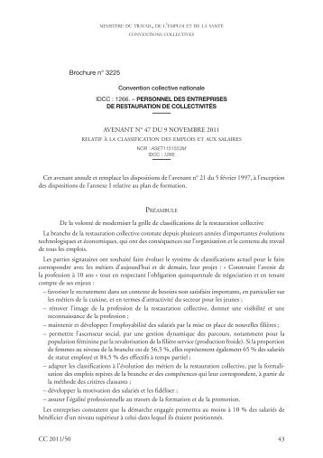 CC 2011/50 43 Brochure n° 3225 AVENANT N° 47 ... - Journal Officiel