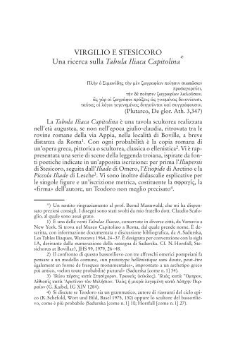 VIRGILIO E STESICORO Una ricerca sulla Tabula Iliaca Capitolina *