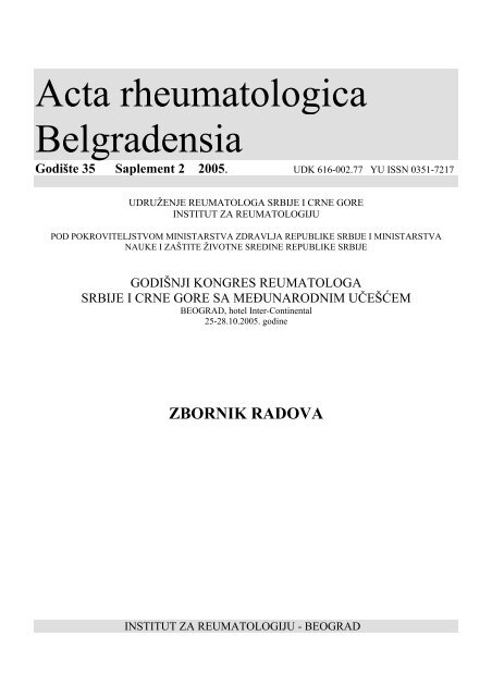 Godište 35 supplement 2 - Institut za reumatologiju