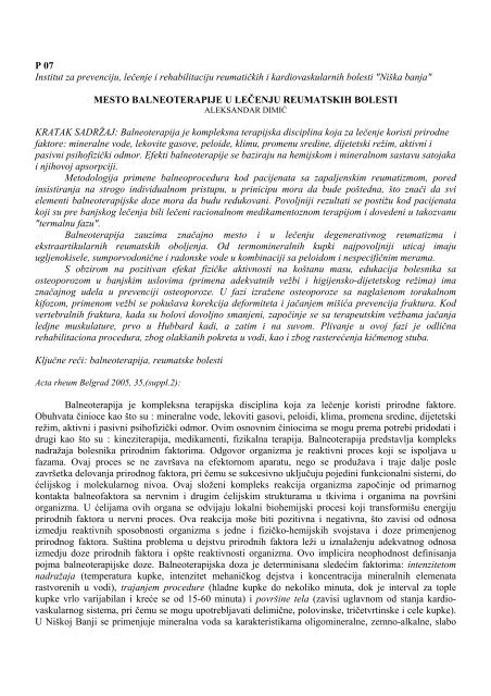 Godište 35 supplement 2 - Institut za reumatologiju