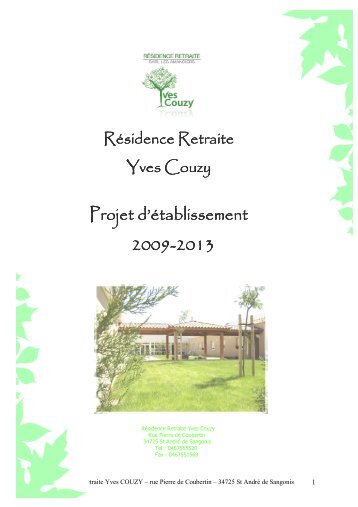 Projet d'établissement - Maison de Retraite Yves COUZY