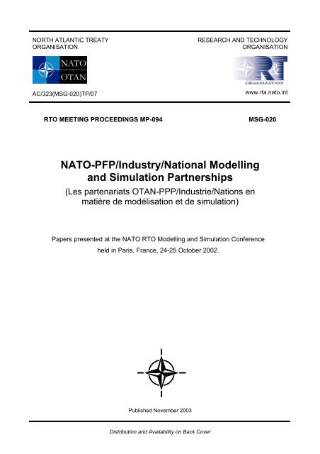 NATO-PFP/Industry/National Modelling and Simulation Partnerships