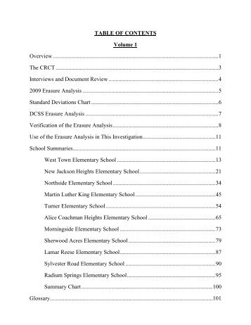 TABLE OF CONTENTS Volume 1 Overview - GADOE Georgia ...