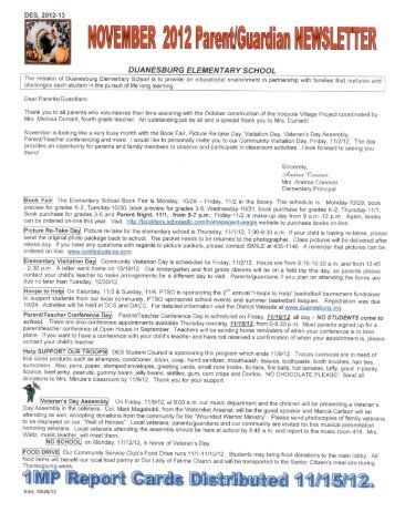 November 2012 - Duanesburg Central School District, New York
