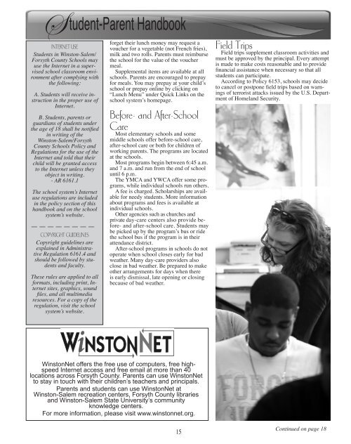 2011-2012 WSFCS Parent-Student Handbook - Camel City Dispatch