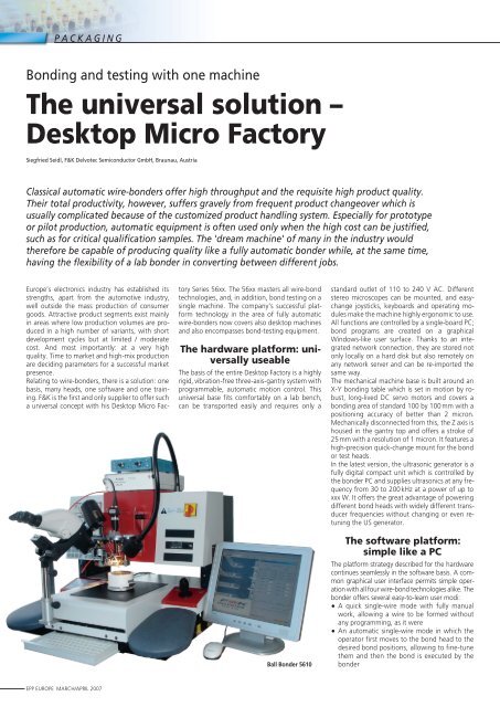 The universal solution – Desktop Micro Factory - MB Electronique