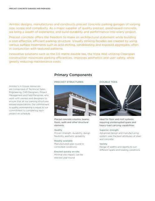 PRECAST CONCRETE GARAGES AND PARkADES - Armtec