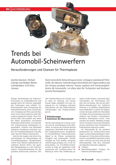 Trends bei Automobil-Scheinwerfern - BASF Plastics