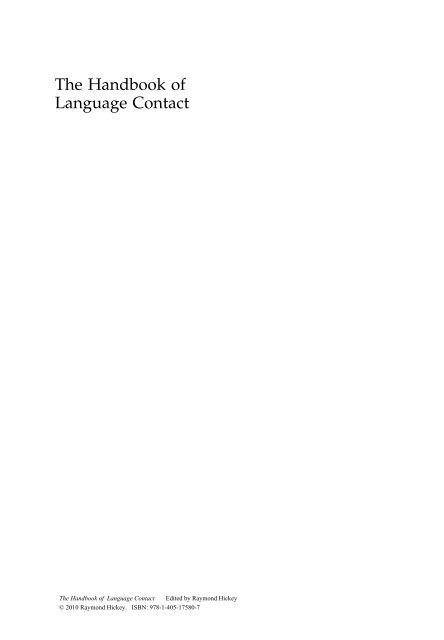 Handbook of Language Contact.pdf - elchacocomoarealinguistica