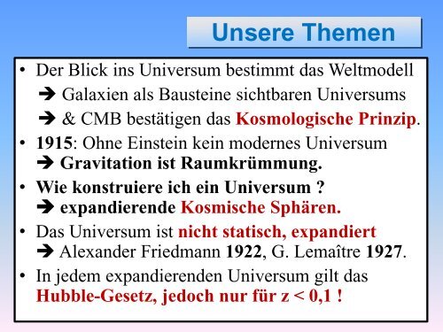 Die RaumZeit Geometrie des Universums