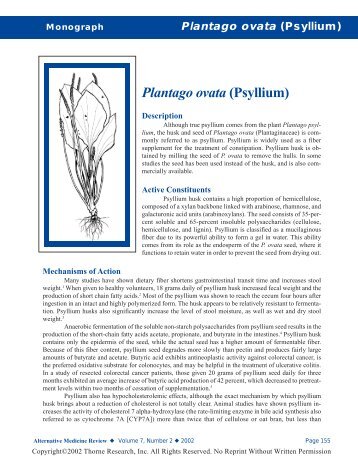 Plantago ovata (Psyllium) - Thorne Research