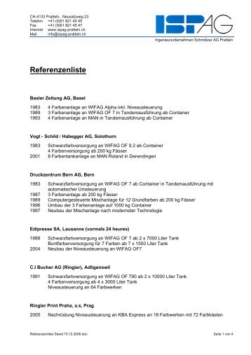 Referenzenliste - ISP AG