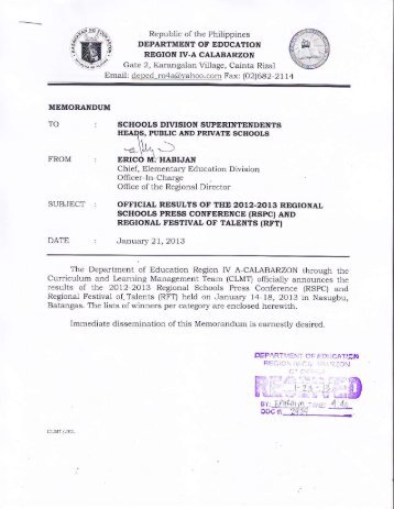 E - Department of Education, Region IV – Calabarzon