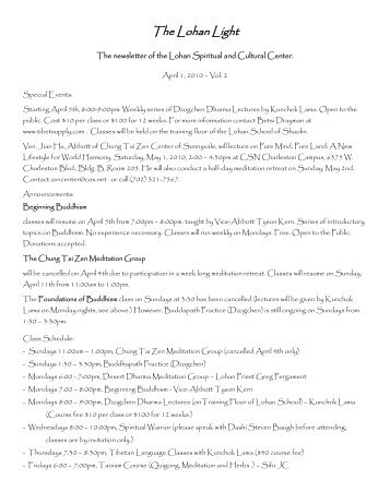 Volume 2 - April 2010 - Lohan Spiritual and Cultural Center