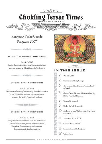 Chokling Tersar Times, Issue 10 - Rangjung Yeshe Gomde