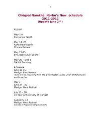 Chögyal Namkhai Norbu's New schedule 2011-2012 - Merigar